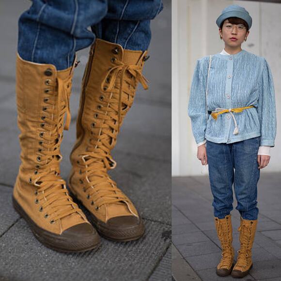 Converse Japan 2009 XXHI Fringe Knee High Canvas Sneaker Boot RARE Womens 7.5 - Picture 2 of 15